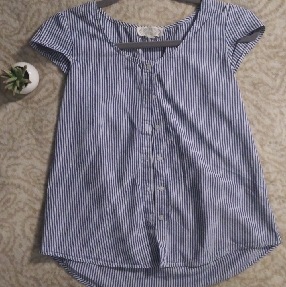 Blue & White Striped Top